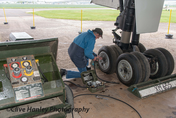 The tyre pressures were being checked.